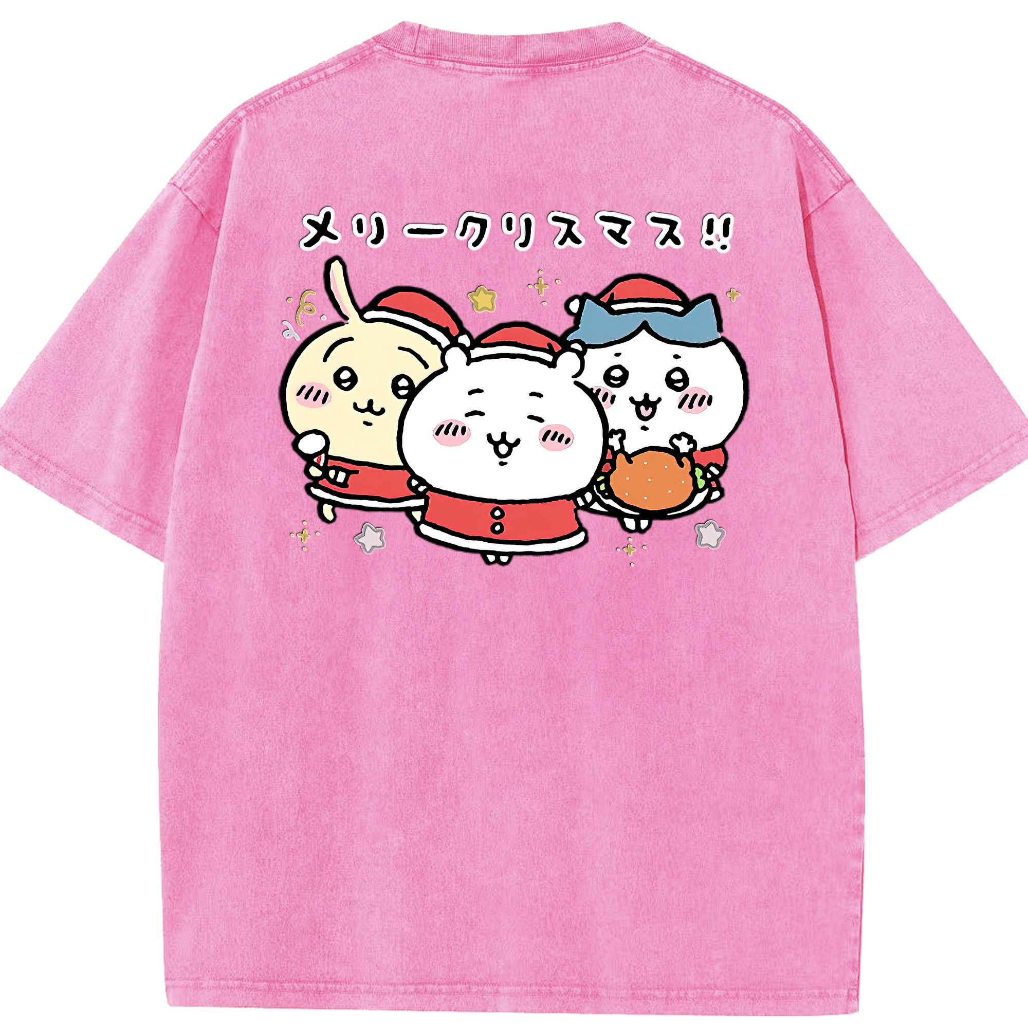 （画像用） ちいかわ ハチワレ Chii-kawa hachiware 綿100% ヴィンテージ風 半袖Tシャツ（背面プリント）
